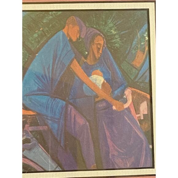 Pro - Framed Wall Art 6 X 6 in. Man, Woman, Child on Bicycle Double matted EUC - Picture 5 of 16